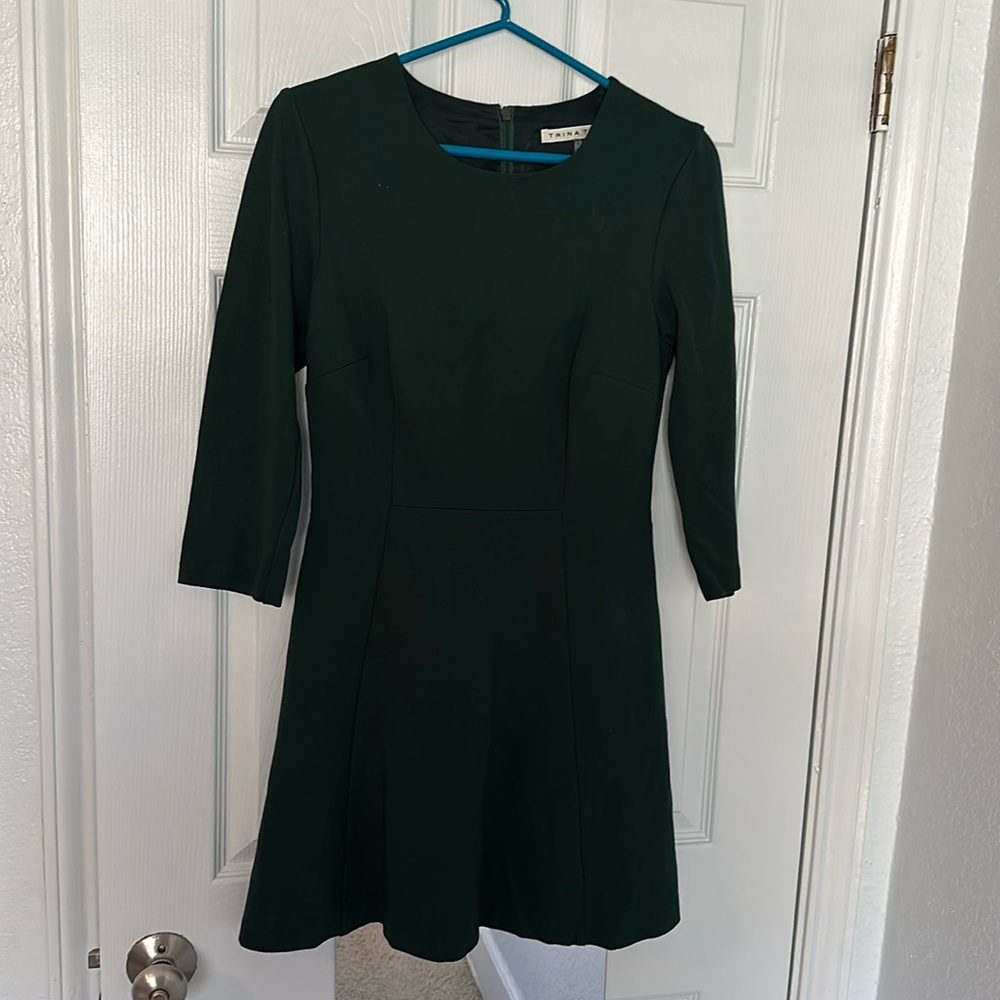 Dark green fit and flare Trina Turk dress